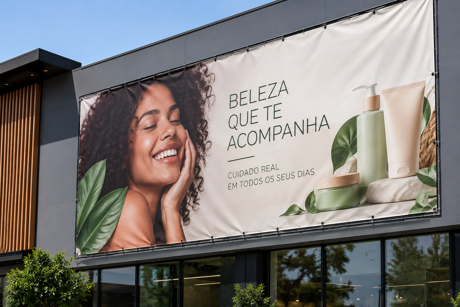 Aplicações da máquina em banners, lonas, adesivos para veículos e vitrines, painéis luminosos, displays de PDV, papéis de parede e sinalização interna e externa.